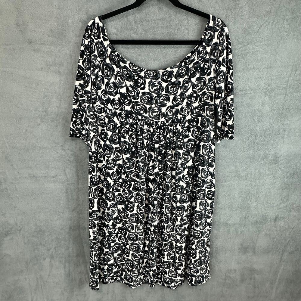 Norma Kamali Dress Womens Extra Large Black Floral Babydoll Flowy Stretch Loose